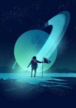 astronot ve gezegen sistemi