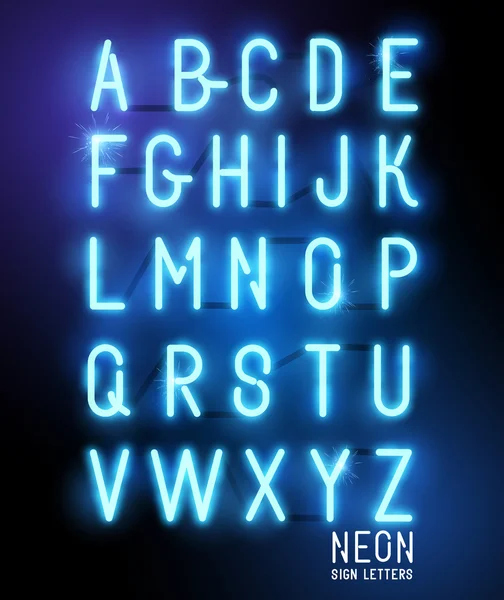 Letras de neón brillante retro — Vector de stock