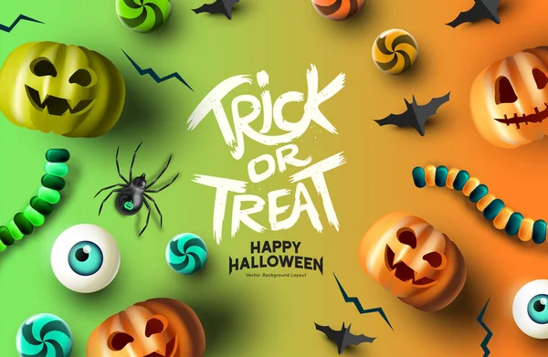 Diversão Feliz Halloween Evento Mockup Fundo Projeto Incluindo Sorrindo Jack — Vetor de Stock