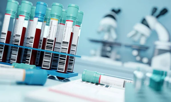Amostras Sangue Numa Instalação Testes Antecedentes Laboratório Pesquisa Médica Ilustração — Fotografia de Stock