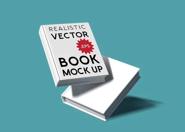 Ein Set Von Zwei Leeren Realistischen Hardcover Buch Attrappen Vektorillustration — Stockvektor