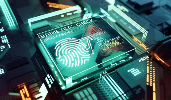 Hardware Security Biometric Fingerprint Network Indentity Protection Concept Illustration — Stock Photo, Image