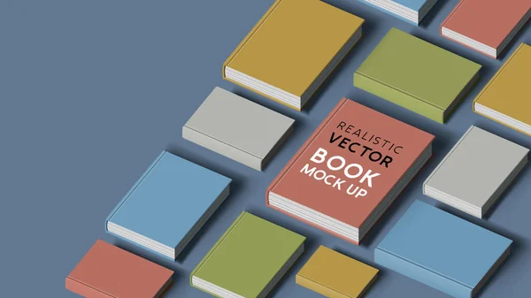 Colección Libros Realistas Tapa Dura Simular Plantilla Para Comercialización Ilustración — Vector de stock