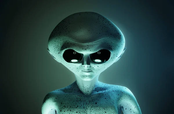 Intelligent Alien Character Portrait Head Shot Illustration — Stock Photo, Image