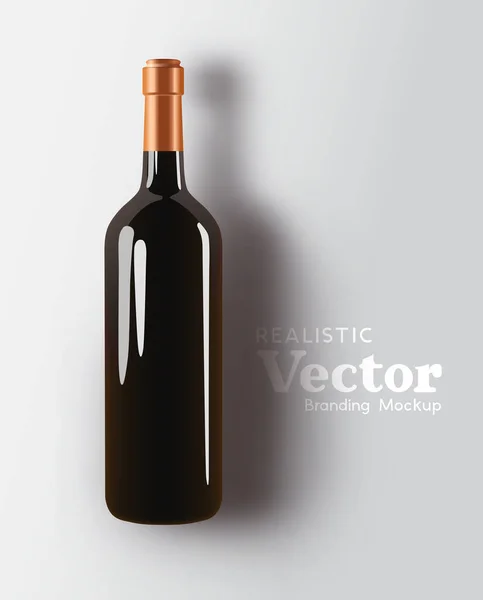 Eine Realistische Glasflasche Rotwein Branding Attrappe Getränkemarketing Vorlage Vektorillustration — Stockvektor