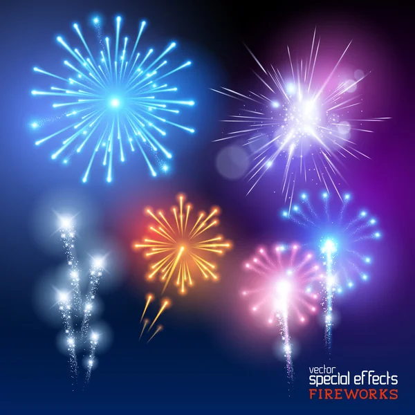 Colección de fuegos artificiales vectoriales — Vector de stock