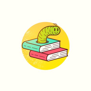 Kitap solucan vektör
