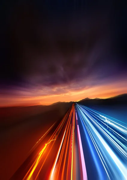 Super Fast. fast Light trails speeding — Stock Photo, Image