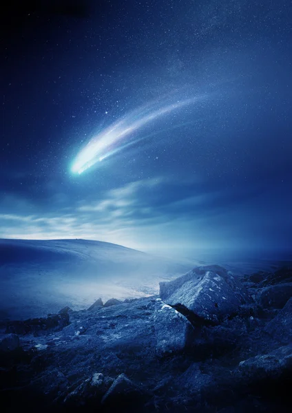 Night Sky Comet — Stock Photo, Image