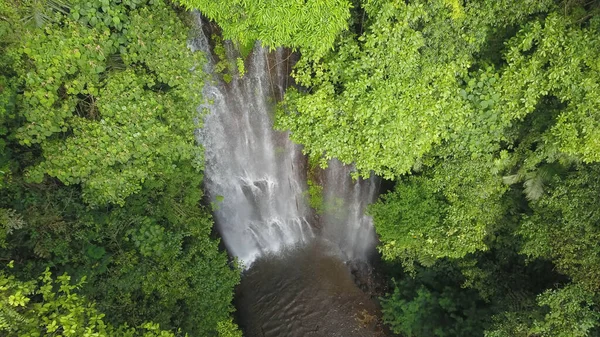 Aerial View Erdő Folyó Felé Labuhan Kebo Vízesés Található Munduk — Stock Fotó