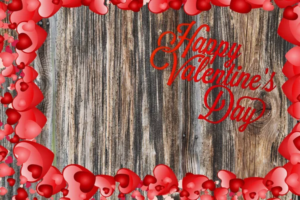 Happy Valentines Day Red Hearts Wooden Table Valentines Day Background — Stock Photo, Image