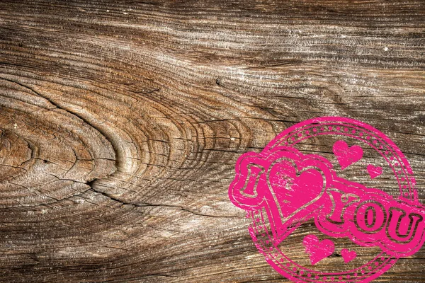 Люблю Повідомлення Написані Жовтими Літерами Яскраво Рожевому Тлі Штамп Дерев — стокове фото