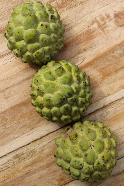 fresh sugar apple fruit Custard Apple,sweetsop on wooden table background