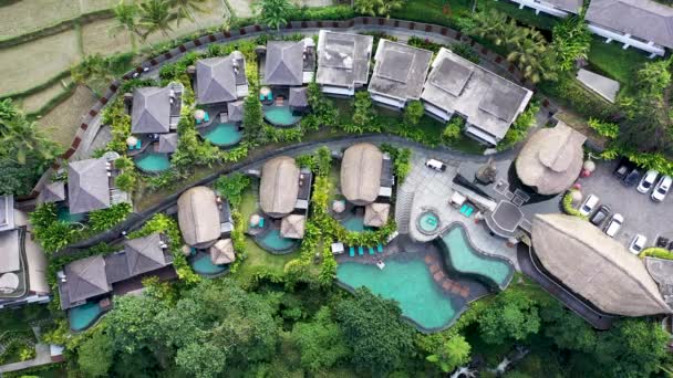 Letecký Pohled Hotel Resort Ubud Jedním Luxusních Středisek Ubud Shora — Stock video