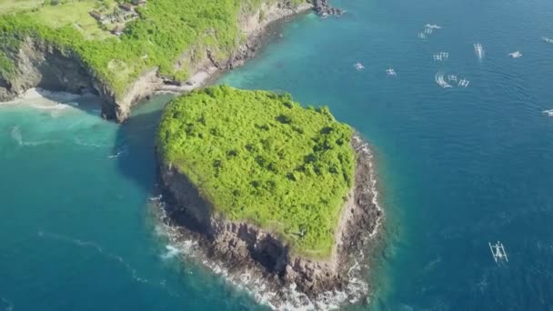 Aerial Drone Footage Boat Blue Ocean Aerial Fishing Boat Sea — Stock Video