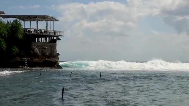 Imágenes Aéreas Secret Point Beach Nusa Ceningan Cerca Bali Tomada — Vídeo de stock