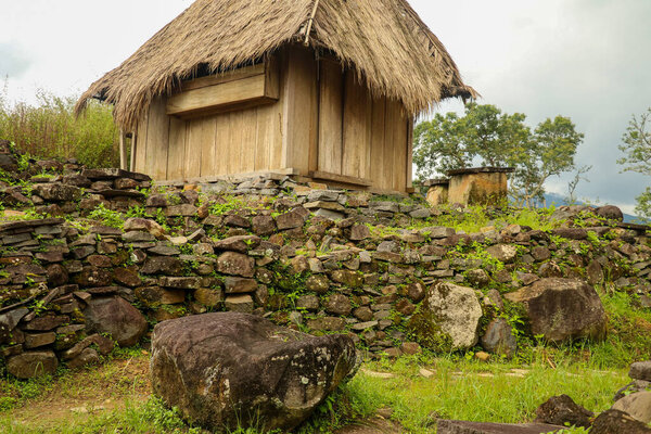 A traditional house in the village of Wologai East Nusa Tenggara built on neatly arranged stones.