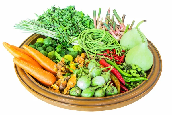 Thai vegetables in a wood tray — Stock Photo, Image