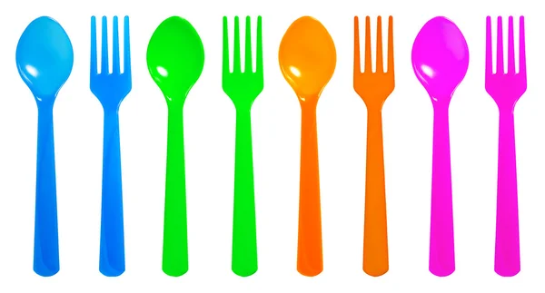Cuchara y tenedor de colores Imagen De Stock