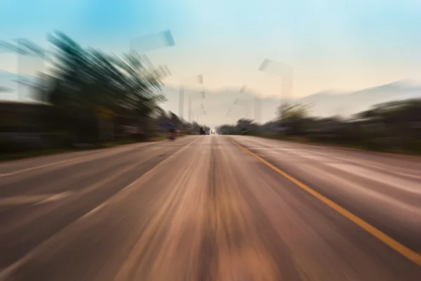 Motion blur of a rural road