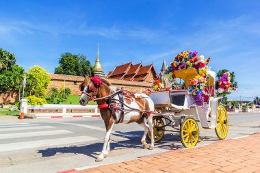 At arabası Wat Phrathat Lampang Tapınak Önü