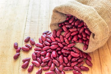 Red beans poured from the sack