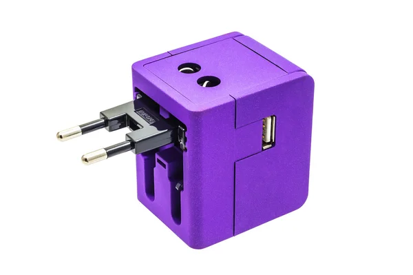 Travel adapter om isolera vit bakgrund — Stockfoto