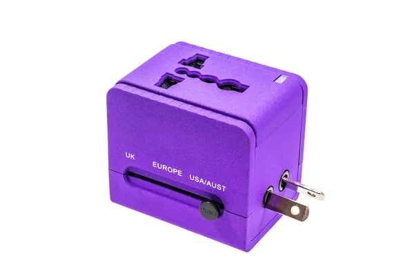 Travel adapter om isolera vit bakgrund — Stockfoto