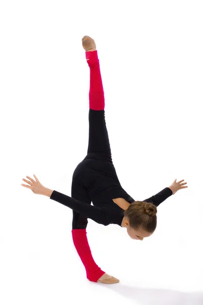 Girl gymnast on a white background — Stock Photo, Image