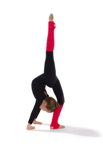 Girl gymnast on a white background — Stock Photo, Image