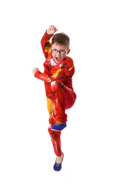 Vijf-jarige jongen in het beeld van Iron Man — Stockfoto