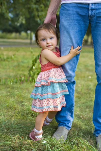 Portrait of a little girl in the summer park — 图库照片