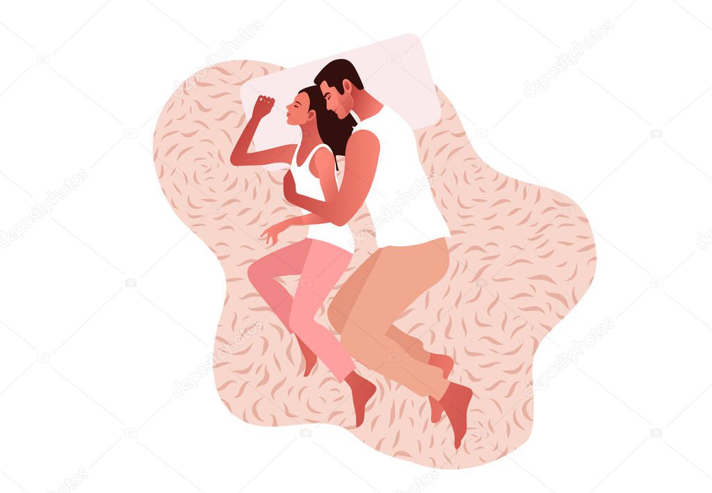Romantic couple sleeping together. Love and sex
