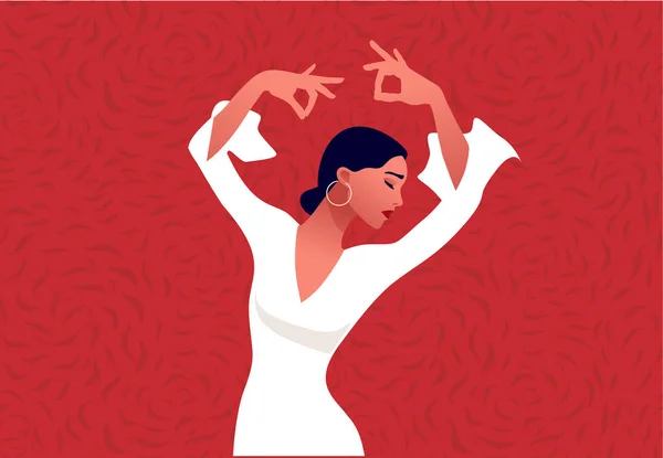 Hermosas manos elegantes de joven bailarina de flamenco — Vector de stock