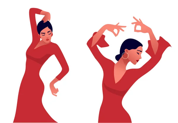 Hermosas manos elegantes de joven bailarina de flamenco — Vector de stock