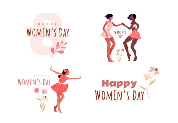 Internationaler Frauentag. 8. März Grußkarte Stockillustration