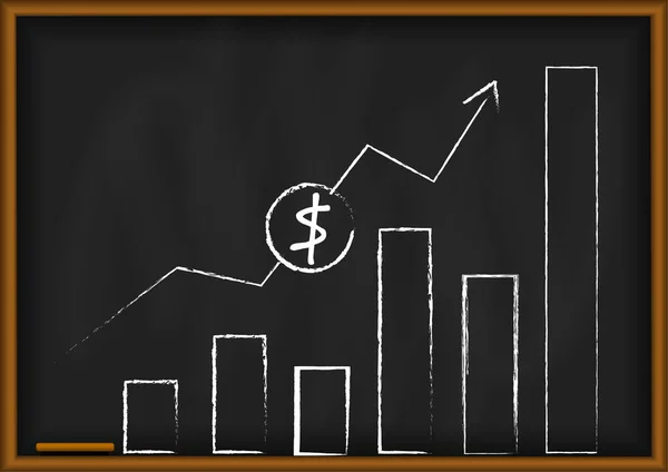 Vector Increase Business Graph Dollar Blackboard — Stock Vector