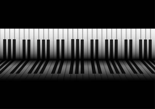 Vector Teclado Piano Reflexión Sobre Fondo Negro — Vector de stock