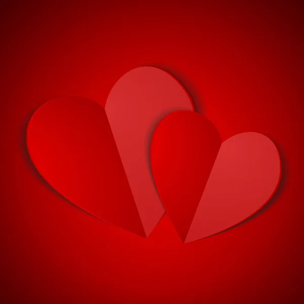 Vector Corazones Rojos Sobre Fondo Rojo — Archivo Imágenes Vectoriales