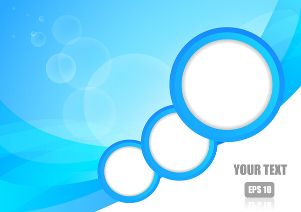 Вектор: Абстрактные синие полосы и круговые пузыри с пространством для
 