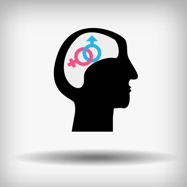 Vetor: Símbolos sexuais com cérebro e cabeça — Vetor de Stock