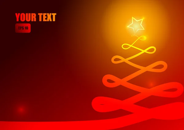 Vektor: vánoční strom a pruhem na červeném pozadí — Stockový vektor