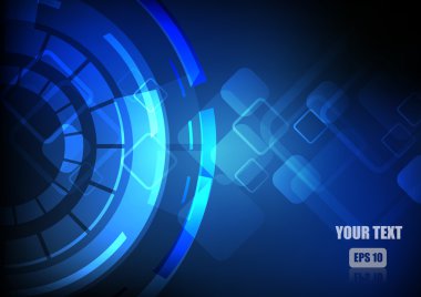 Vektör: Soyut kare ve daire mavi arka plan ile