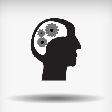 Vektör: Gears baş logo ve gölge