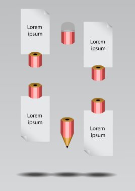 Vektör: Kalem Infographic gri arka plan üzerinde