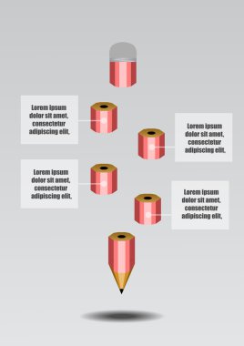 Vektör: Kalem Infographic gri arka plan üzerinde