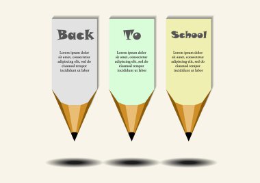 Vektör: Kalemler ve okul kavramı başa metin için yer