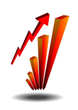 Vektör: 3d çubuk grafik grafik ve ok