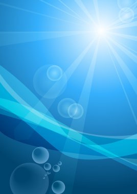 Vektör: ışın Sky ve flare ile sualtı ve kabarcık
