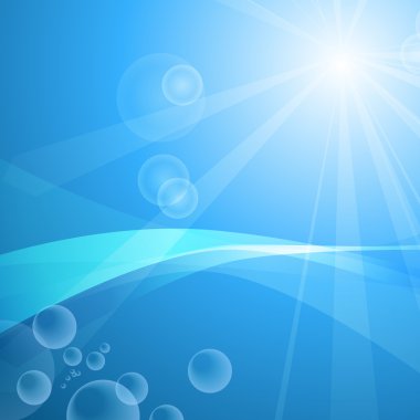 Vektör: ışın Sky ve flare ile sualtı ve kabarcık